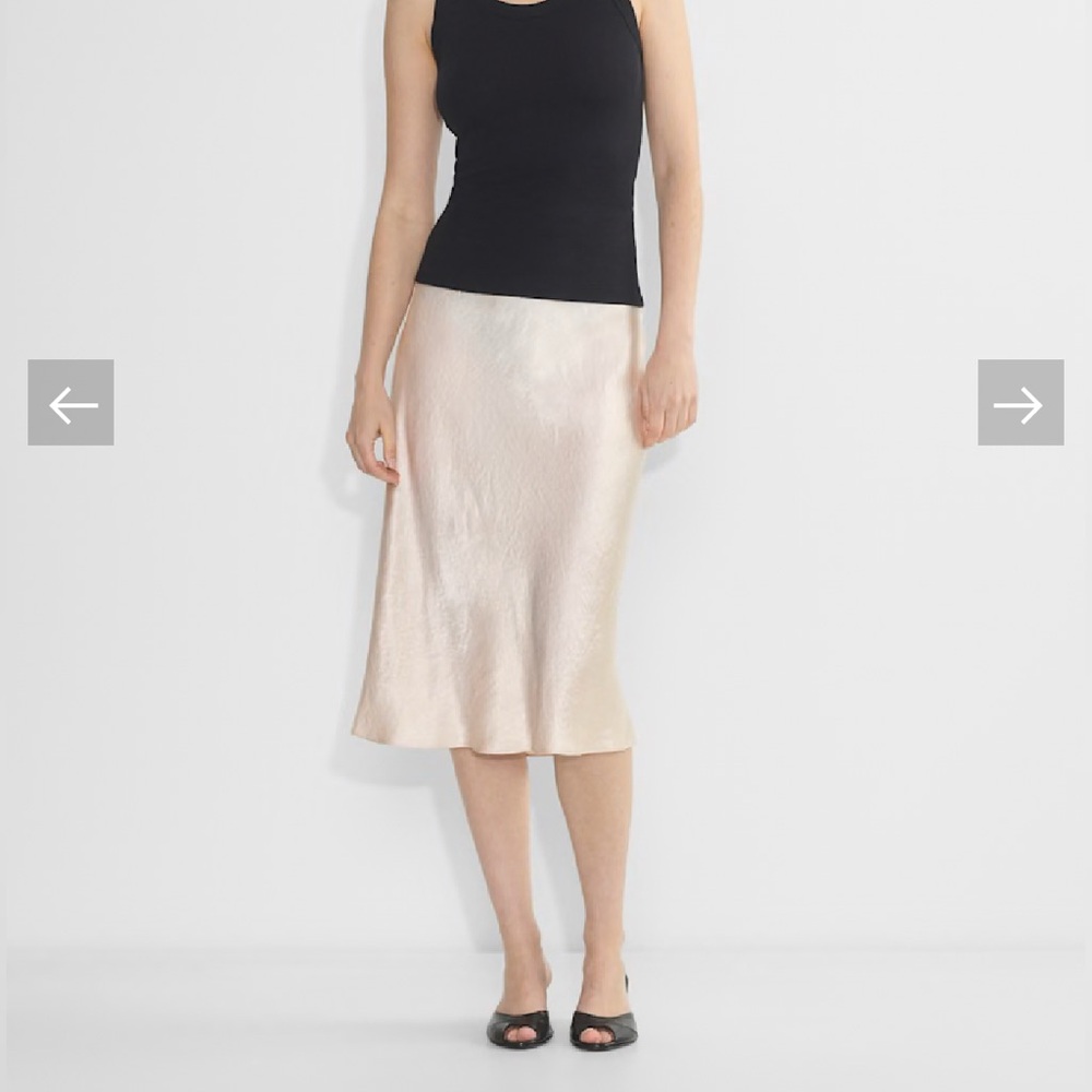 Aritzia Light Pink Cream Satin Midi Skirt